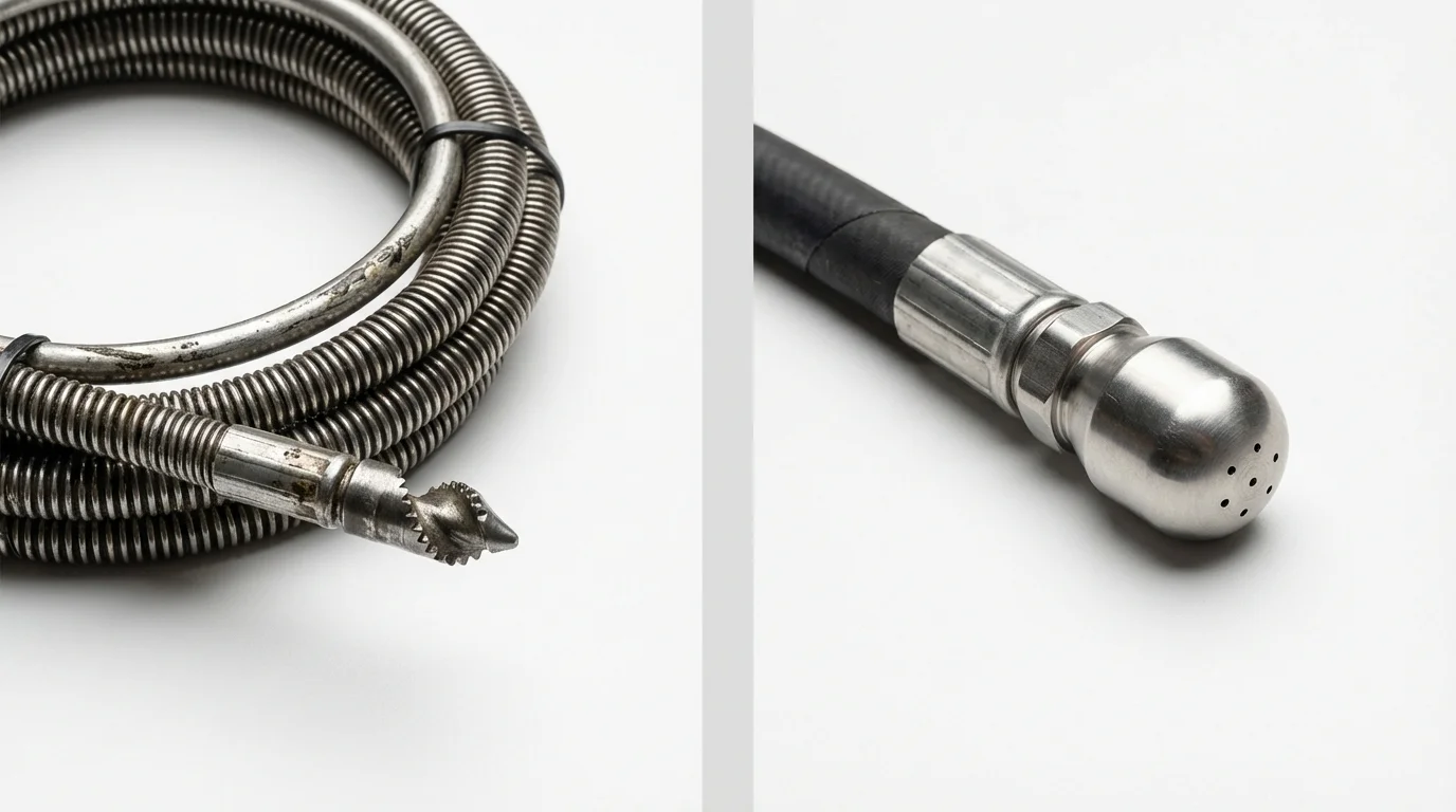 Drain snake cable and hydro jetting nozzle used for drain cleaning in Star, ID