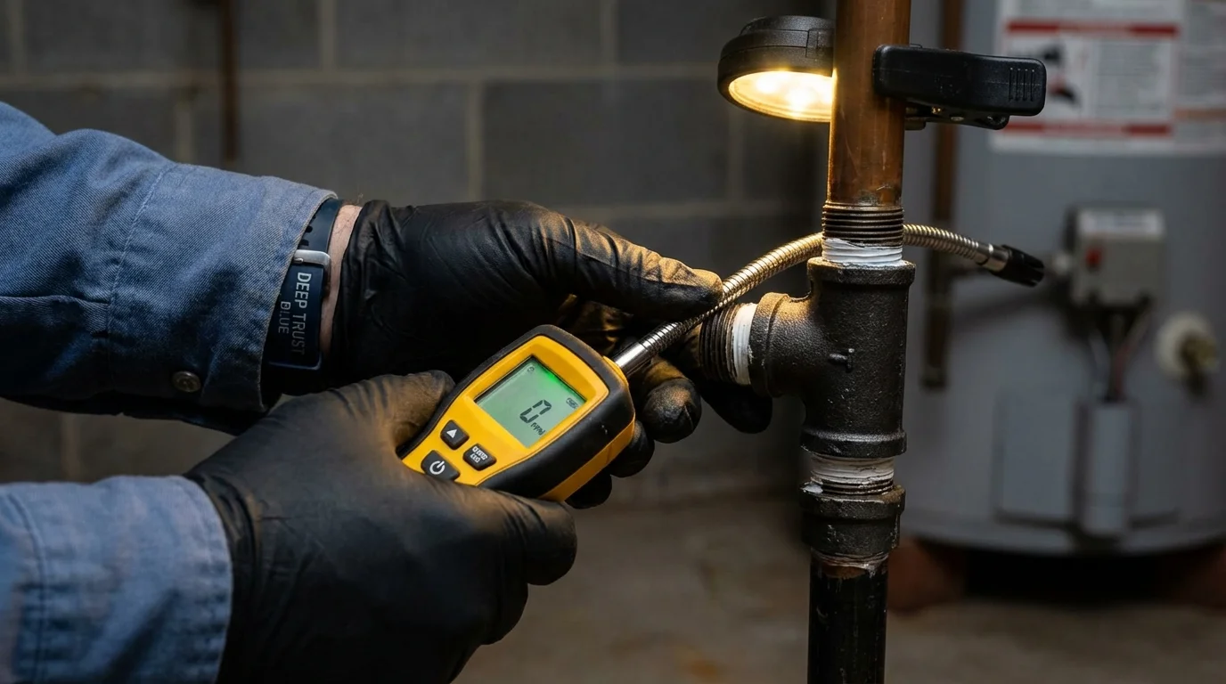 Gas leak detection with electronic sniffer by Johns Plumbing LLC in Star