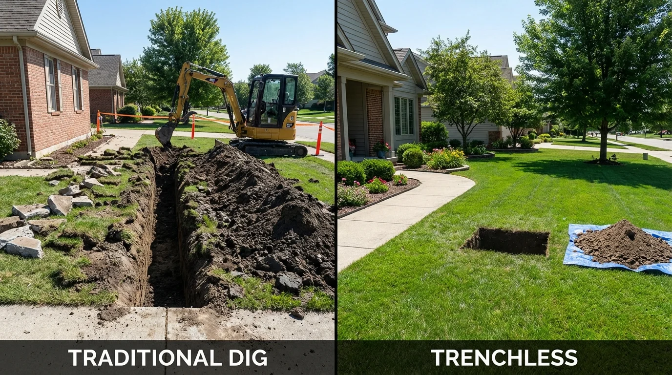 Trenchless sewer repair with minimal yard damage versus traditional excavation in Star, ID